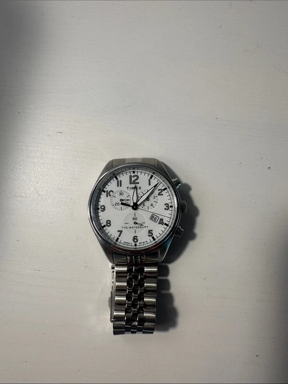 Men’s Timex Silver Watch with White Dial No Links, No Box